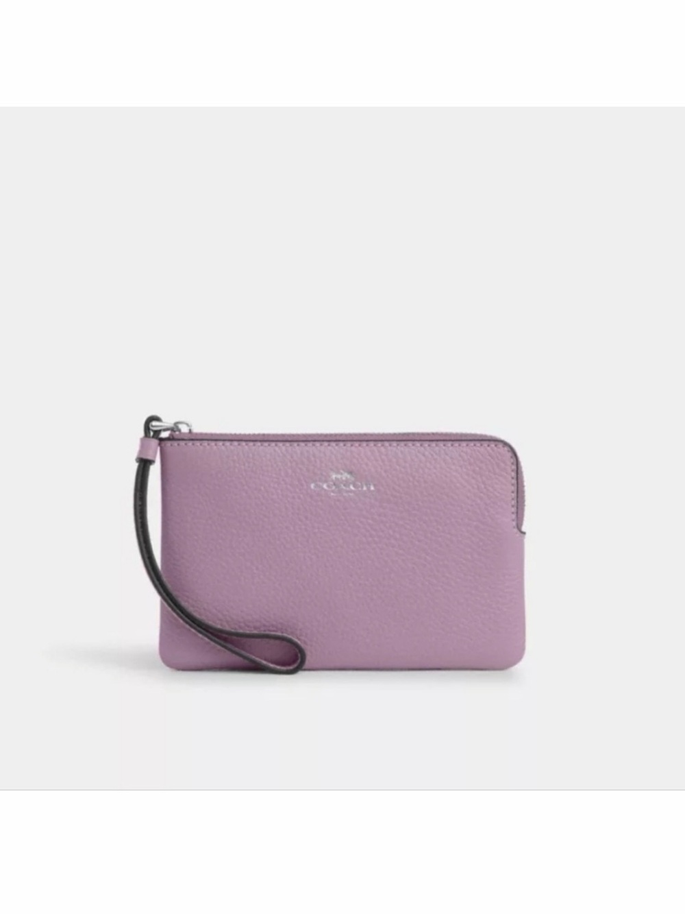 Coach Silver/Jasmine Pebbled Leather Wristlet with Strap